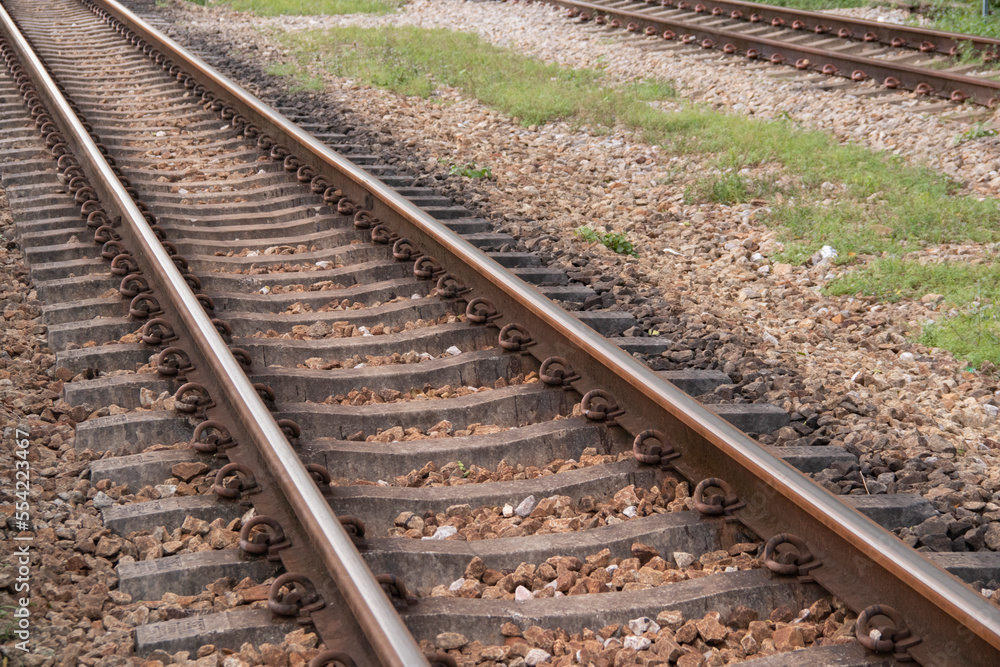 railroad tracks in the countryside