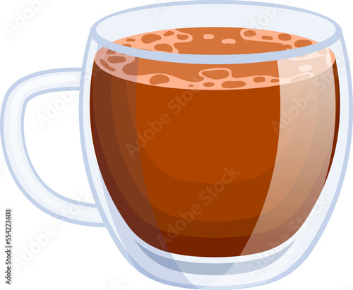 double glass coffee cartoon. cup espresso, black mug, americano hot drink double glass coffee vector illustration