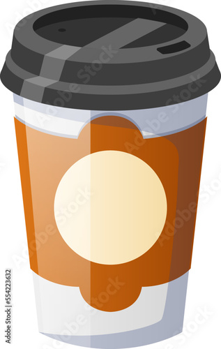 disposable coffee to go cartoon. paper drink, takeaway hot latte, cfe mug disposable coffee to go vector illustration photo