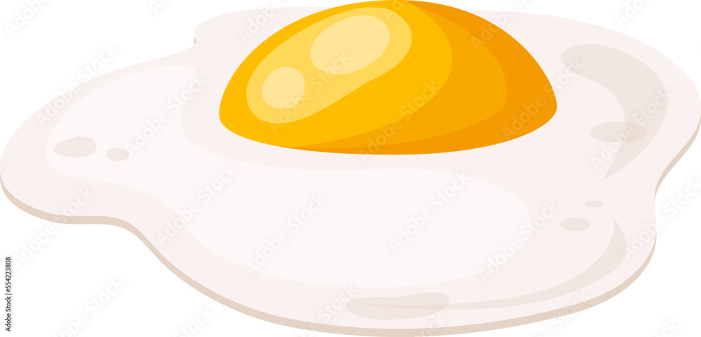 easter egg cartoon. white yolk yellow food, healthy cook, round, protein meal easter egg vector illustration