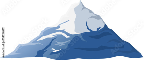 mountain snow cartoon. winter landscape, blue ice, sky peak, hill range mountain snow vector illustration