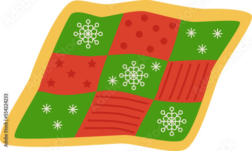 Vector illustration of cartoon quilt isolated on white background.