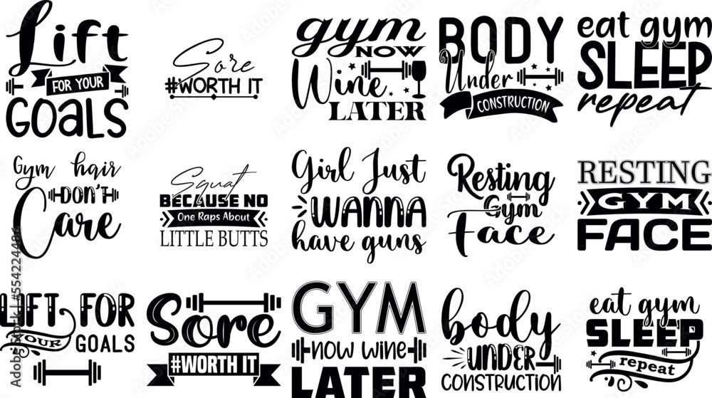 Fototapeta premium GYM Quotes SVG Bundle 03