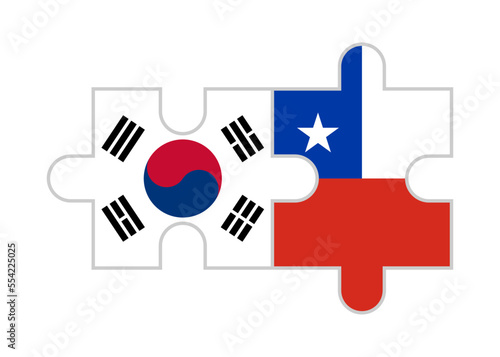 puzzle pieces of korea republic and chilean flags. vector illustration isolated on white background
