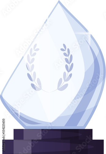 glass trophy cartoon. award crystal, prize blank, winner base, cup acrylic, plate, frame medal glass trophy vector illustration