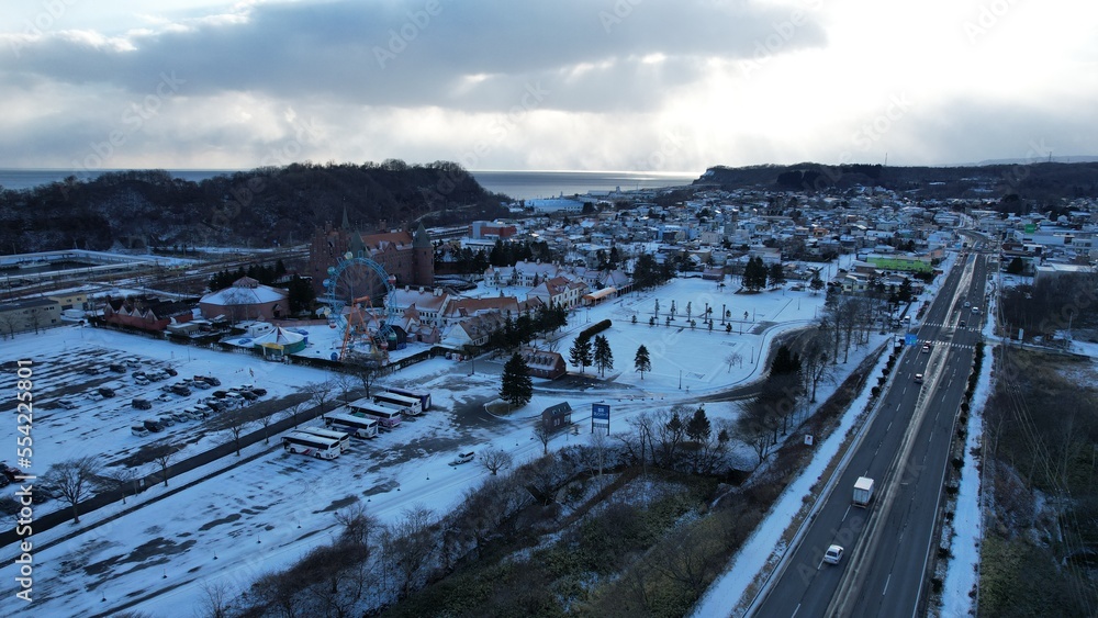 Hokkaido, Japan - December 15, 2022: Lake Toya During Winter Season