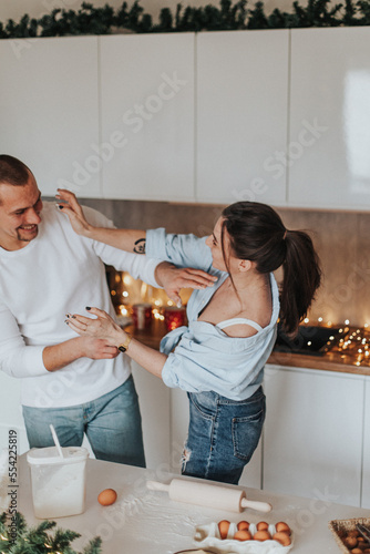 cooking in kitchen