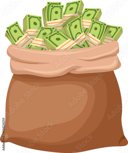 money bag cartoon. dollar cash, business currency, bank finance, banking wealth, investmen, treasure, earning sack money bag vector illustration
