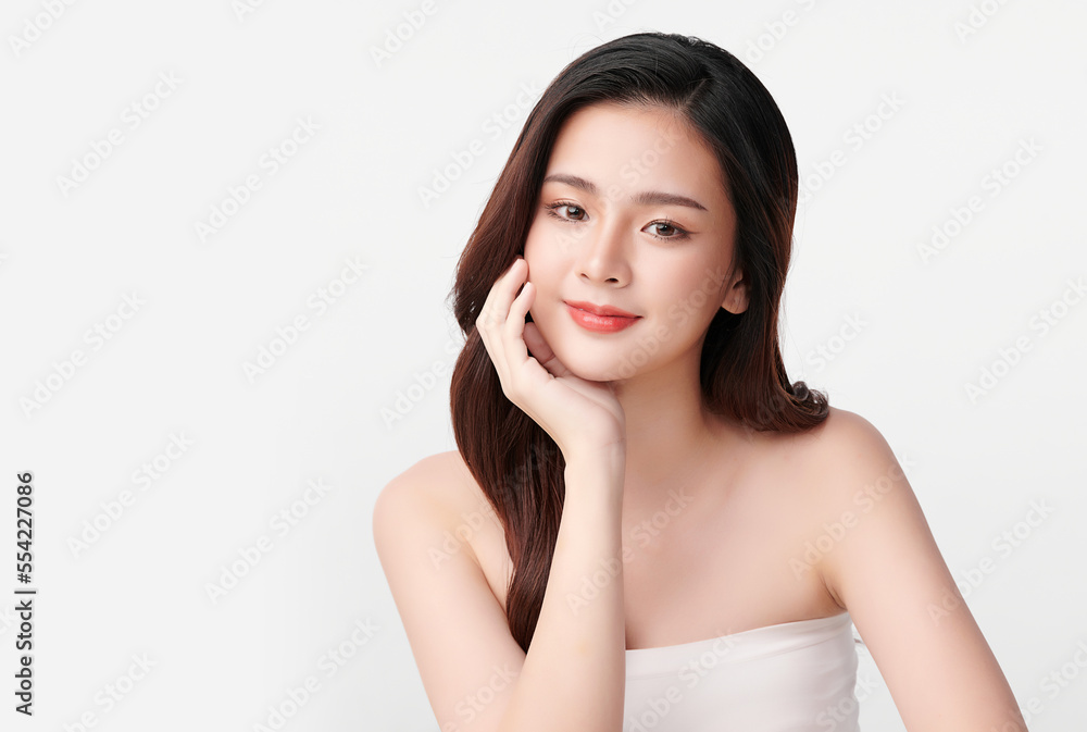 Beautiful young asian woman with clean fresh skin on white background, Face care, Facial treatment, Cosmetology, beauty and spa, Asian women portrait. Beautiful young asian woman with clean fresh skin on white background, Face care, Facial treatment, Cosmetology, beauty and spa, Asian women portrait.