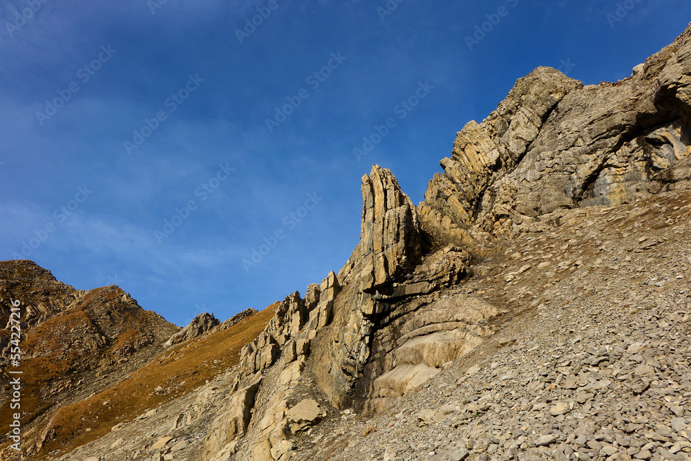 Gesteinsfaltung an der Fallenbacher Spitze (2723m).