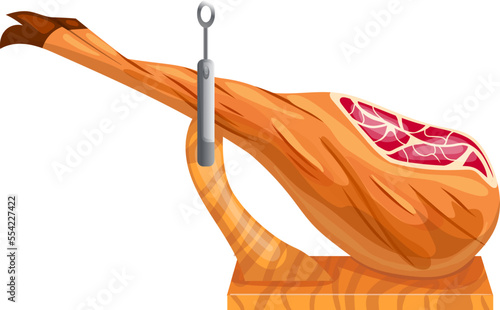 ham leg cartoon. meat food, pork cut, slice, butcher raw, pig delicious, piece fat, meal product ham leg vector illustration