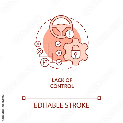 Lack of control terracotta concept icon. Outsourcing disadvantage abstract idea thin line illustration. Mismanagement. Isolated outline drawing. Editable stroke. Arial, Myriad Pro-Bold fonts used