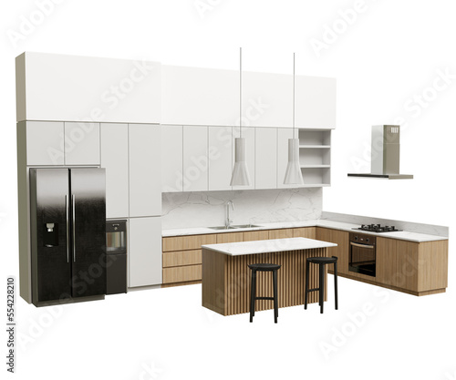 kitchen interior 3d rendering isolated