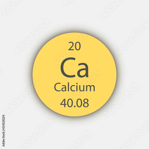 Calcium symbol. Chemical element of the periodic table. Vector illustration.