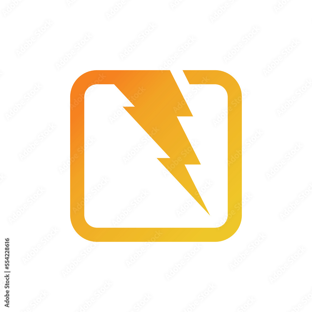 Lightning, electric power vector logo design element. Lightning sign in square outline. Fast speed power logotype. Lightning, electric power vector logo design element. Lightning sign in square outline. Fast speed power logotype.