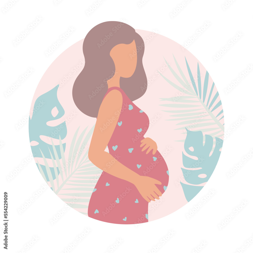 Pregnant women in round. Vector illustration Pregnant women in round. Vector illustration