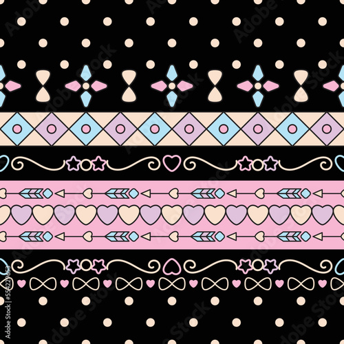 Cute Seamless Pattern Stribe in Black and Pink theme