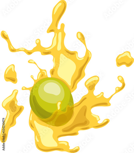 olive oil splash cartoon. liquid drop, yellow lubricant, gold cooking, golden engine, fuel petrol, abstract water flow olive oil splash vector illustration