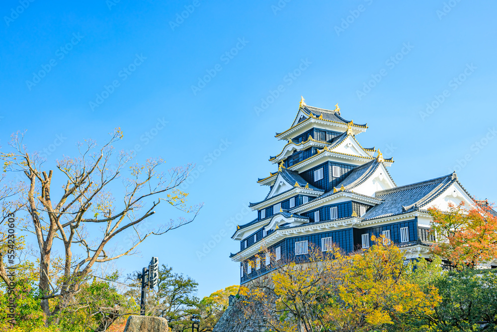秋の岡山城 岡山県岡山市 Okayama Castle in autumn. Okayama prefecture, Okayama City. 秋の岡山城 岡山県岡山市 Okayama Castle in autumn. Okayama prefecture, Okayama City.