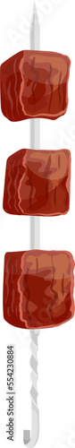 beef skewered food cartoon. barbecue meat, kebab grill, bbq pork, meal dinner, shashlik grilled beef skewered food vector illustration