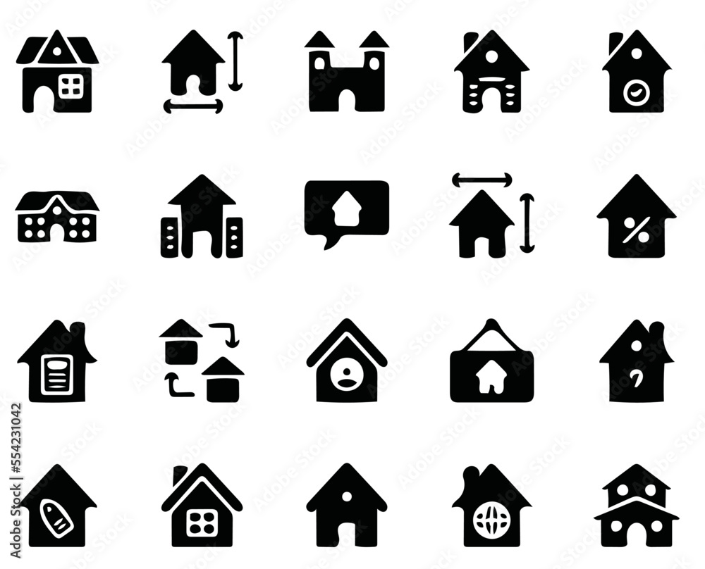 vector illustration, real estate icon set, building icon set, transaction icon set, solid icon