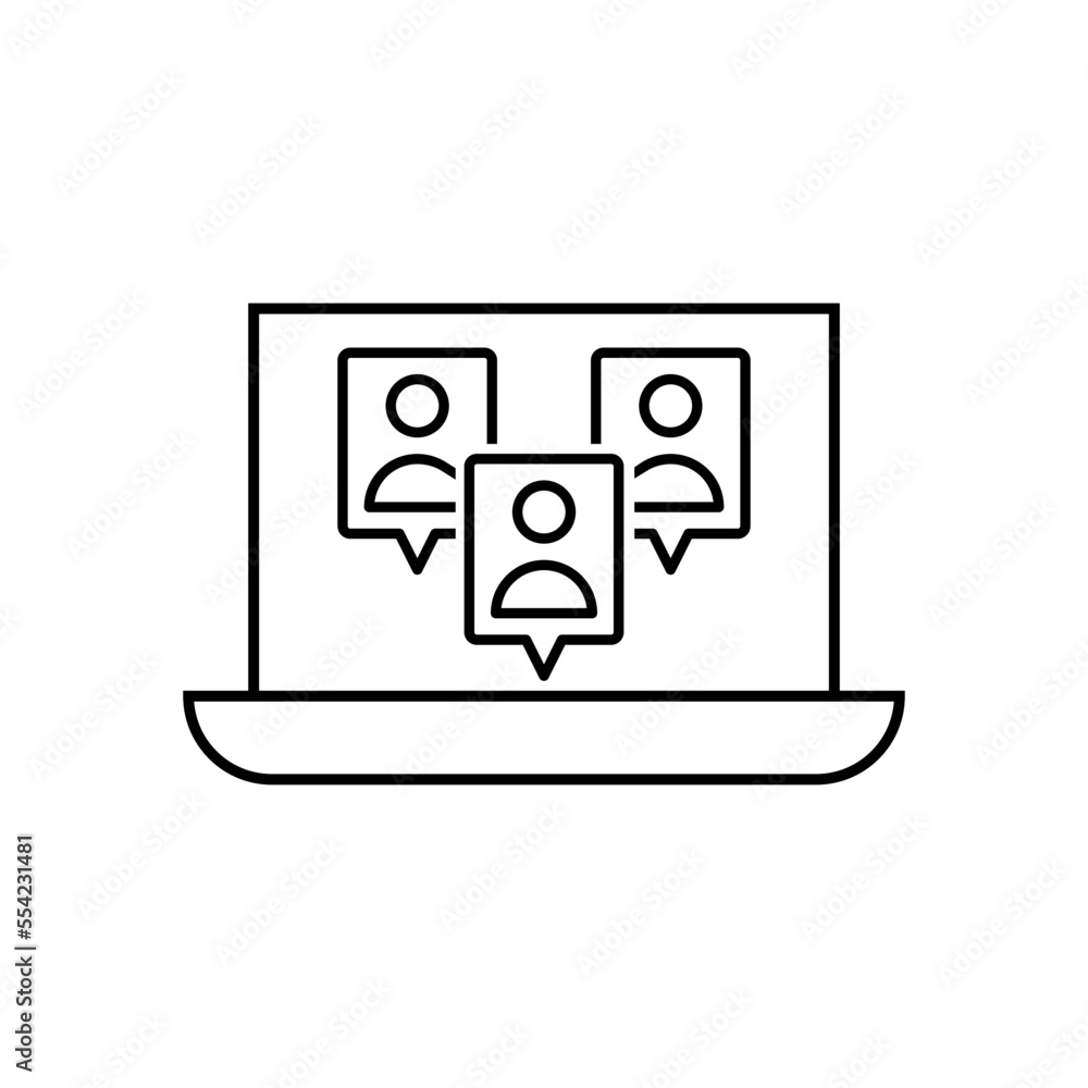 Webinar icon vector. online conference illustration sign. group call symbol or logo. Webinar icon vector. online conference illustration sign. group call symbol or logo.