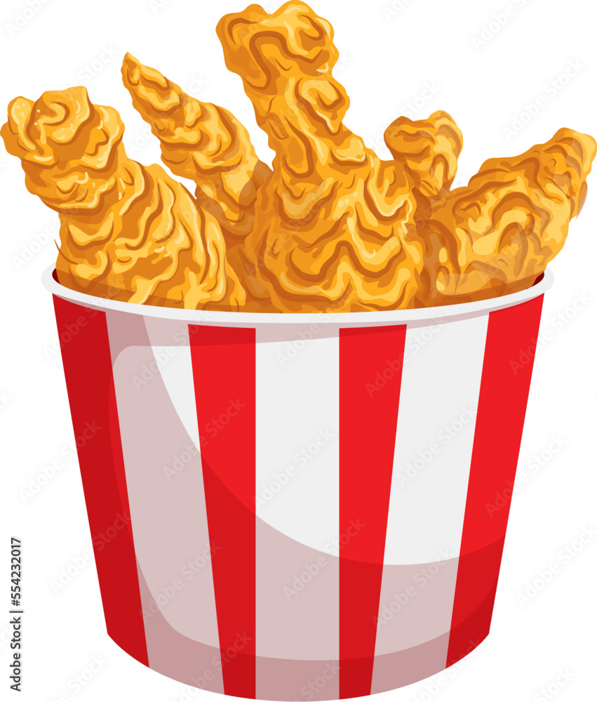 bucket fried chicken cartoon. food meal, fast hot, crispy leg, fried meat,  dinner snack, restaurant menu bucket fried chicken vector illustration  Stock Vector | Adobe Stock