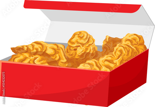 box fried chicken cartoon. food restaurant, fast hot lunch, snack meal, menu crispy, dinner cooked box fried chicken vector illustration