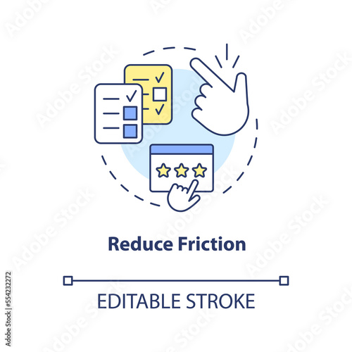 Reduce friction concept icon. Star-rating system. Method to get customer reviews abstract idea thin line illustration. Isolated outline drawing. Editable stroke. Arial, Myriad Pro-Bold fonts used