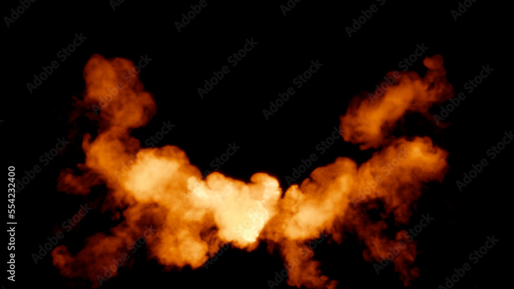 Burning fire explosion infernal effect, isolated - object 3D illustration Burning fire explosion infernal effect, isolated - object 3D illustration
