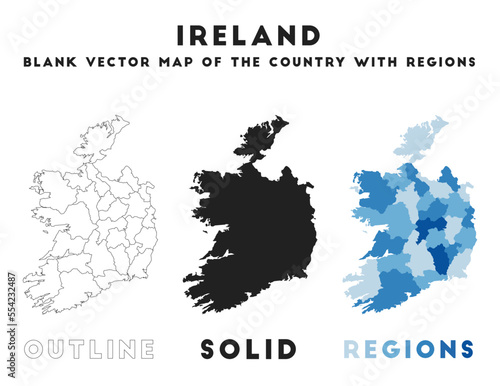 Ireland map. Borders of Ireland for your infographic. Vector country shape. Vector illustration.