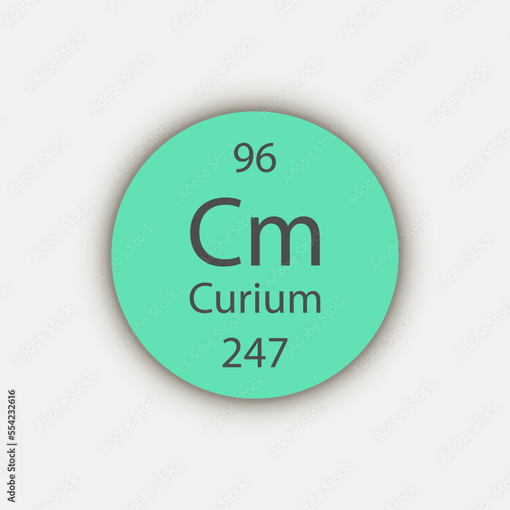 Curium symbol. Chemical element of the periodic table. Vector illustration. Curium symbol. Chemical element of the periodic table. Vector illustration.