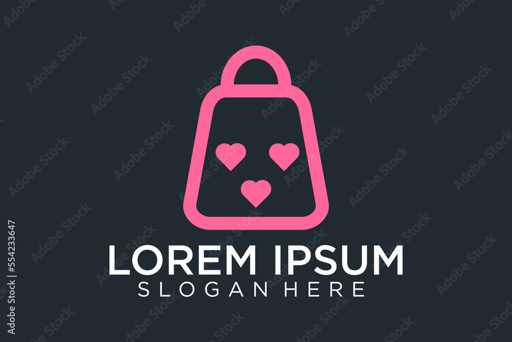 shopping bag logo, love vector logo shopping bag logo, love vector logo