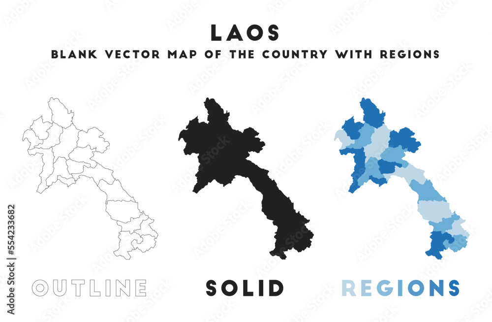 Laos map. Borders of Laos for your infographic. Vector country shape. Vector illustration.