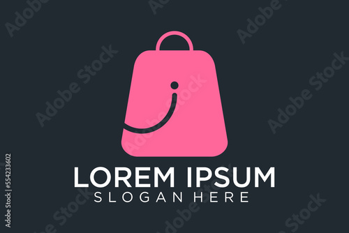 Smile letter i or letter j shopping bag sign symbol logo