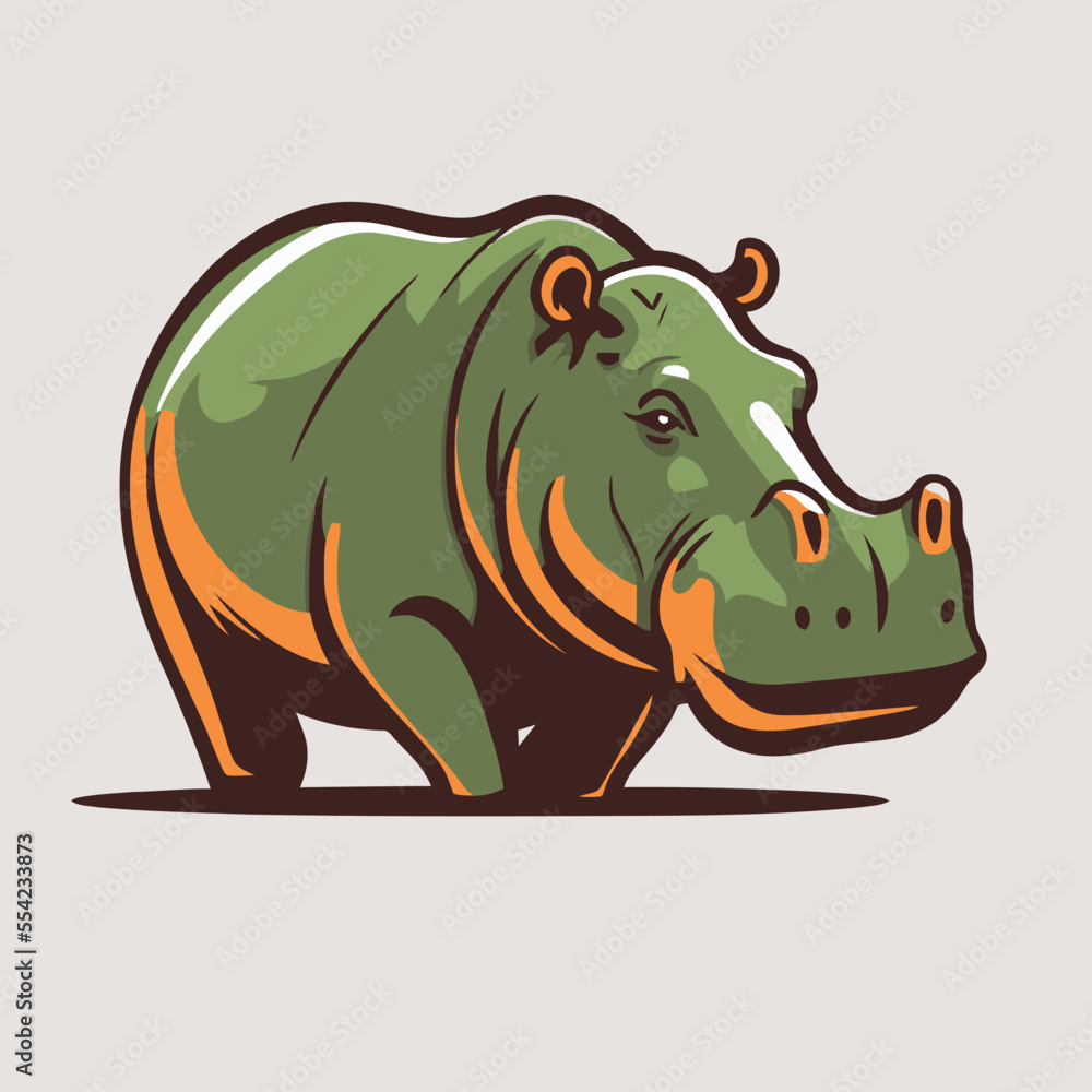 Fototapeta premium hippo character logo mascot wild animal hippopotamus in vector cartoon