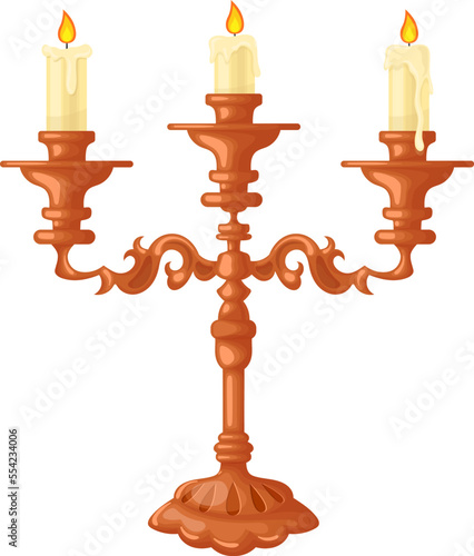 candlestick candelabrum cartoon. candle holder, old flame, fire wax, candlelight vintage, light retro candlestick candelabrum vector illustration