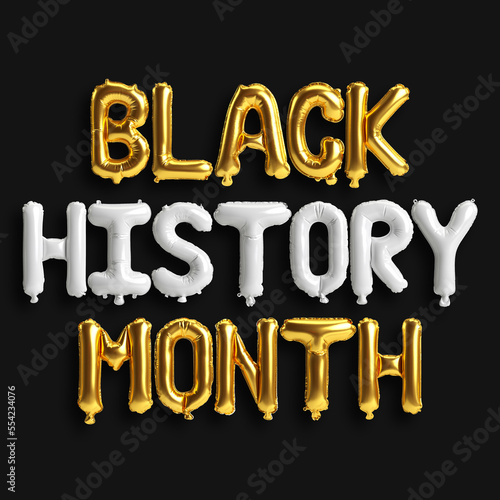 3d illustration of letter black history month balloons isolated on background