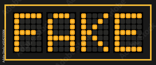 Orange color led banner in word fake on black background