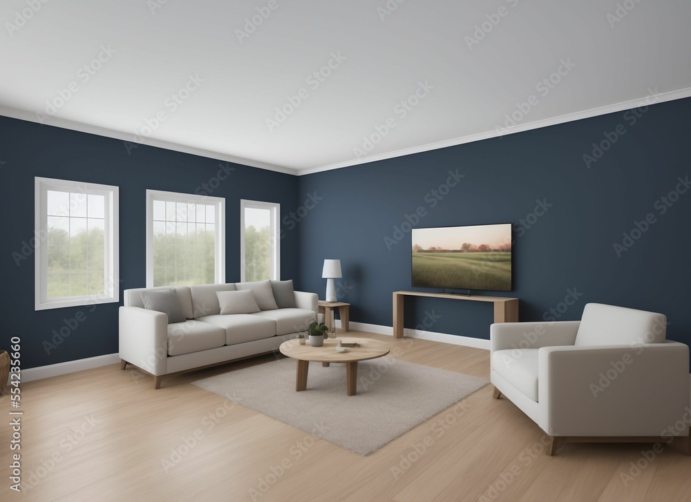 Fototapeta premium Modern interior of a living room 3D rendering