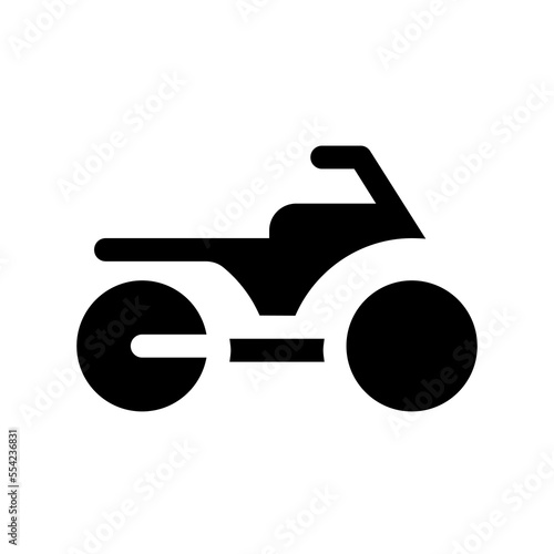 Motorbike black glyph ui icon. Motorcycle transport. Navigation. Riding vehicle. User interface design. Silhouette symbol on white space. Solid pictogram for web, mobile. Isolated vector illustration