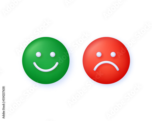 3D Feedback emotion scale illustration. Reviews with good and bad rating. Feedback in the form of emotions.
