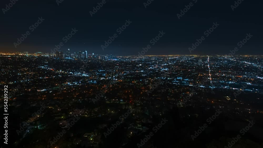 Timelapse of Los Angeles skyline at night. Big american city Timelapse of Los Angeles skyline at night. Big american city