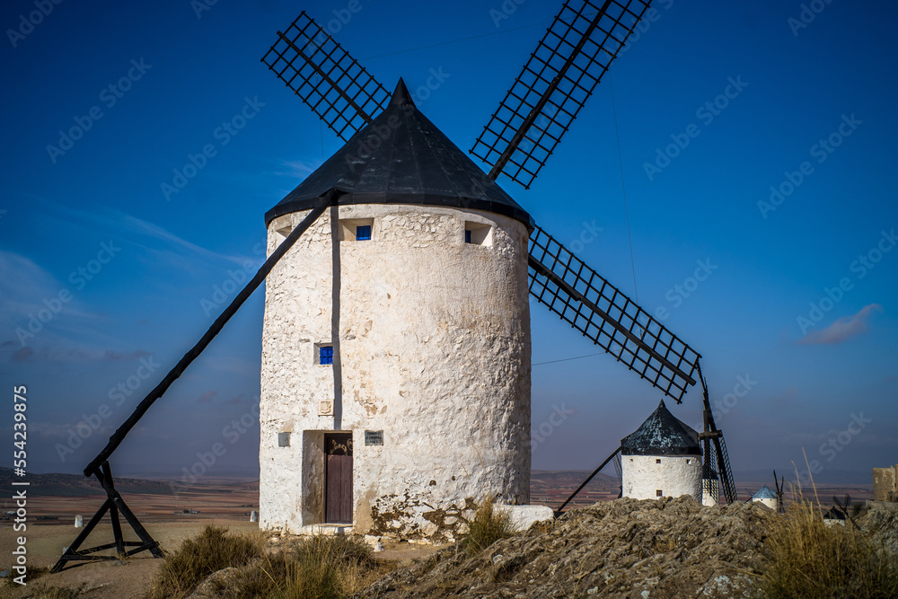 Old historic windmills on the hills of Consuegra. Molinos de Viento de Consuegra