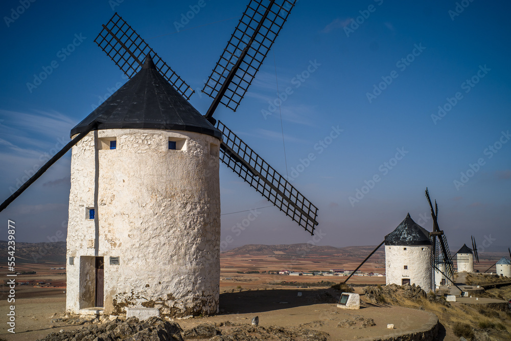 Old historic windmills on the hills of Consuegra. Molinos de Viento de Consuegra