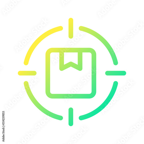 Focus on parcel pixel perfect gradient linear ui icon. Priority package. Postal delivery service. Line color user interface symbol. Modern style pictogram. Vector isolated outline illustration