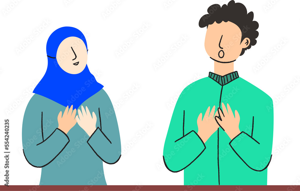 Fototapeta premium Asian muslim greeting each other