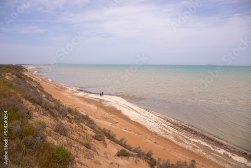 Wild coast of the Caspian Sea.