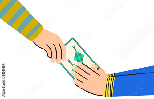 Hand receive and give pocket money