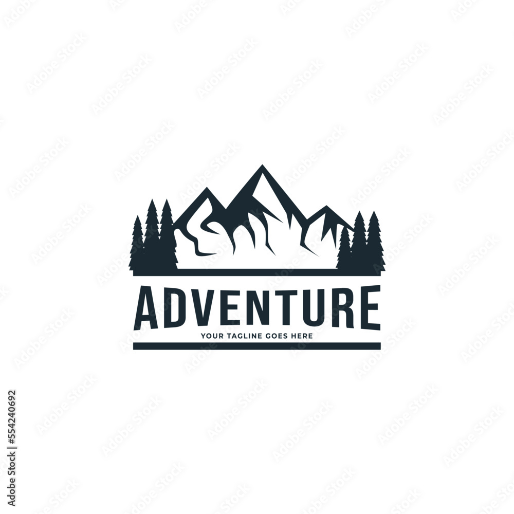 pine forest adventure Logo Icon Vector Template